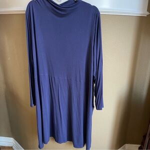 Draped Cowl Neck Jersey Knit Long Sleeve Tunic Dress XL Quiet Luxury Capsule QVC